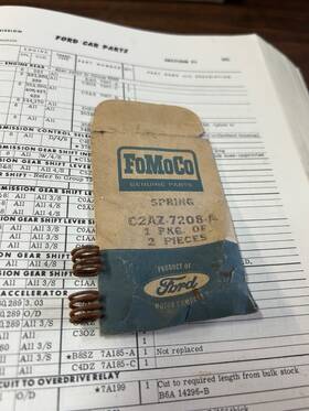 C2az-7208-a Ford Gear Shift Lever Insulator Pin Springs Fairlane Galaxie 4 Speed