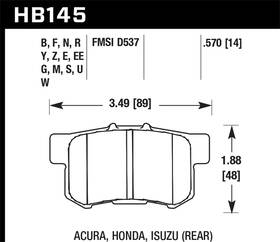 Hb145s.570 Hawk Performance Brake Pads For Acura / Honda Ht-10 Race Rear