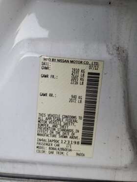 242.da1k13 Nissan Altima 2013 Transmission Shift