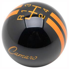 D66601 Speed Dawg Solid Black 4-speed Shift Knob With Orange 1968-69 Inch Camaro Script Logo And