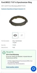 Genuine Ford Oe Ring Synchronizer BR3Z-7107-A. Fixed Price $50.00.