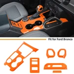 Orange Center Console Shifter Cup Holder Selector Covers Kit Ford Bronco 21+. Fixed Price $35.99.