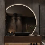 Half Moon Led Mirror For Bathroom, 28" Semi Backlit Frameless Makeup W.... Fixed Price $287.05.