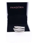 New Authentic Pandora 925 Triple Band Pav Snake Chain Pattern Ring 199083C01. Fixed Price $102.00.