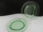 Fostoria Glass Pioneer Salad Plates Green (fluoresces) 7 1/2" Ca 1926-41. Fixed Price $12.00.