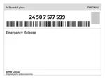 Genuine Bmw Emergency Release 24-50-7-577-599 New. Fixed Price $70.83.