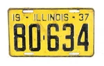 1937 Illinois License Plate Auto Garage Vintage 80634. Fixed Price $44.99.
