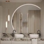Half Moon Led For Bathroom, 40" Semi Backlit Mirrors Frameless Makeup .... Fixed Price $516.57.