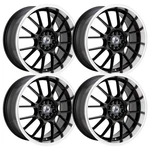 (SET-4) Impact Racing 508 18X8 5X100/5X114.3 38MM Black Machined Wheels Inch. Fixed Price $760.00.