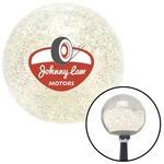 Johnny Law Motors Logo Clear Metal Flake Knob W/ M16X1.5 Insert Shifter. Fixed Price $89.95.