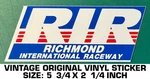 Richmond International Raceway - Vintage Original Vinyl Decal Sticker Racing. Fixed Price $8.80.