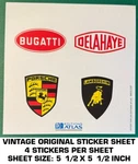 Bugati - Delahaye Porsche Lamborghini Vintage Original Decal Sticker Sheet. Fixed Price $5.77.