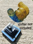 Twisted Good Grip Gear Shift Knob 3/8-16 Thread. Metal Flake Gold & Blue Hot Rod. Fixed Price $29.00.