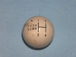 Hurst 4 Speed Super Shifter Push Down Reverse Vintage Ivory White Knob. Fixed Price $150.00.