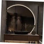 Half Moon Led Mirror For Bathroom Semi Backlit Frameless Makeup 28". Fixed Price $284.98.