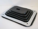 Hurst B&m Style Rubber Shifter Boot With Chrome Mounting Plate 5 1/4 X 6 3/8". Fixed Price $16.95.