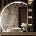 35" Half Moon Led Bathroom Mirror Backlit Frameless Makeup & Anti-fog Design. Fixed Price $367.99.